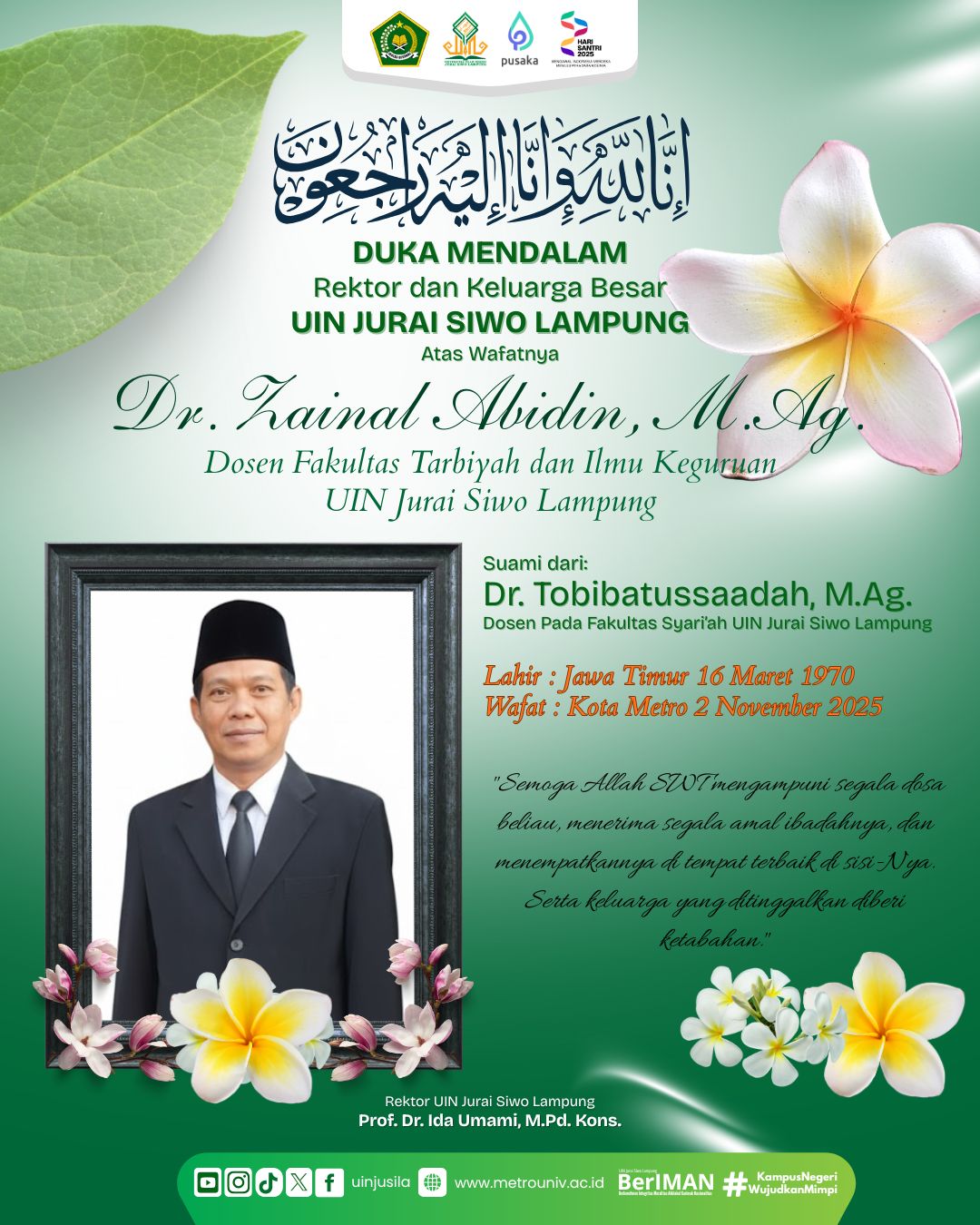 Ucapan DUka Zainal Abidin 2025