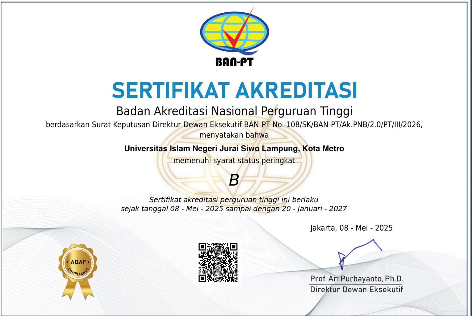 Akreditasi Perguruan Tinggi UIN Jusila 2026
